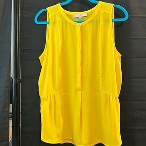 LOFT Peplum Henley Yellow Shell - M